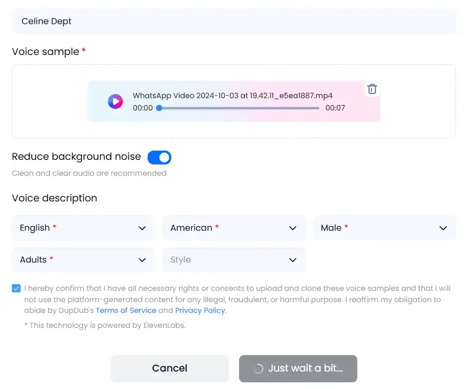 how to add accent and style voice in dupdub ai 